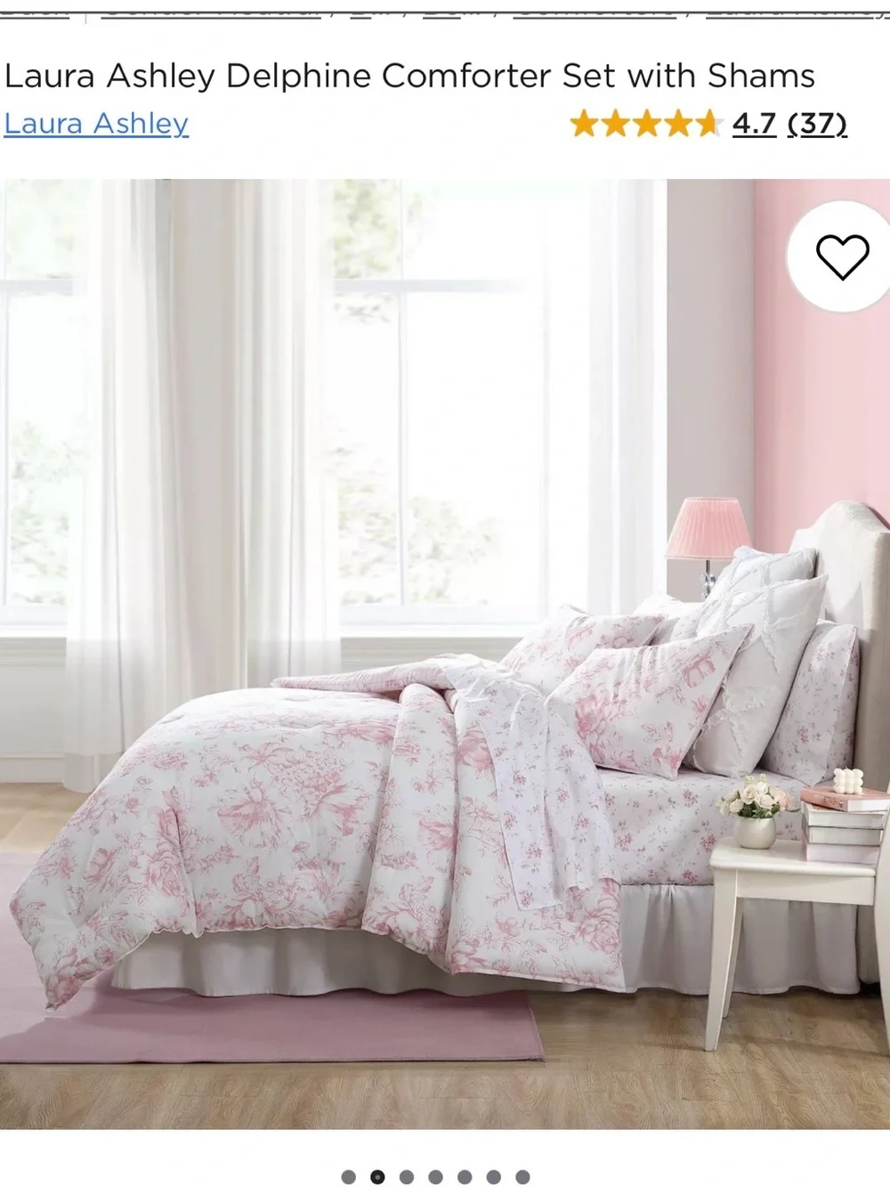 Laura Ashley Delphine Pink and White Floral Comforter Set with Shams